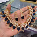 Royal Navy Blue Stone American Diamond (AD/CZ) Choker Set
