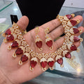 Romantic Ruby Red Heart American Diamond (AD/CZ) Choker Set