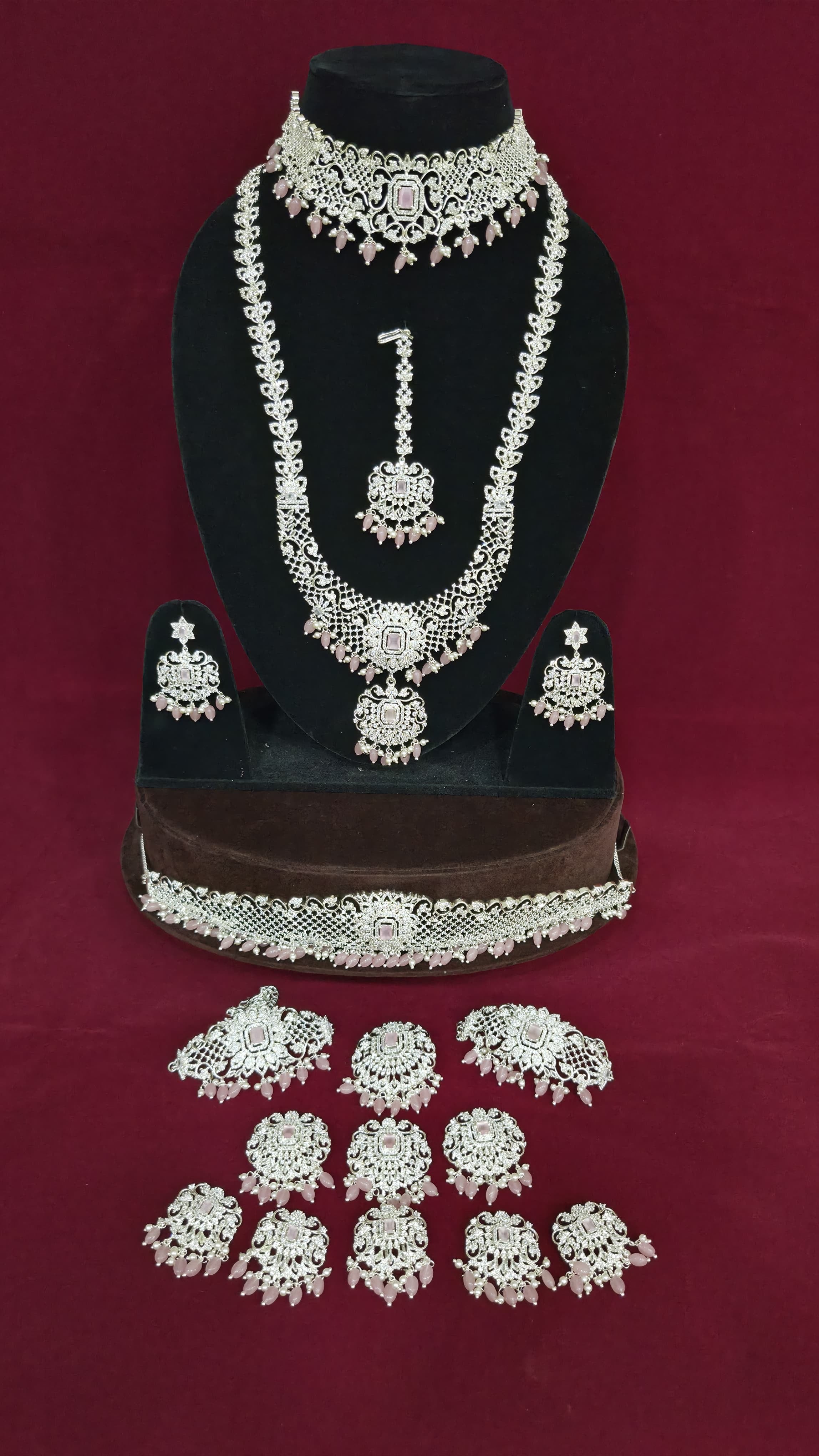 Silver-Plated Pure White Crystal Marriage Set Choker for Brides