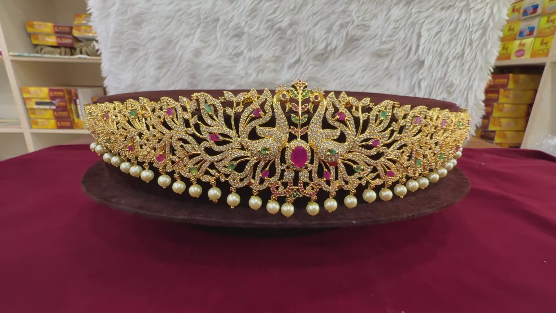 Hip belt (vaddanam) peacock tree design