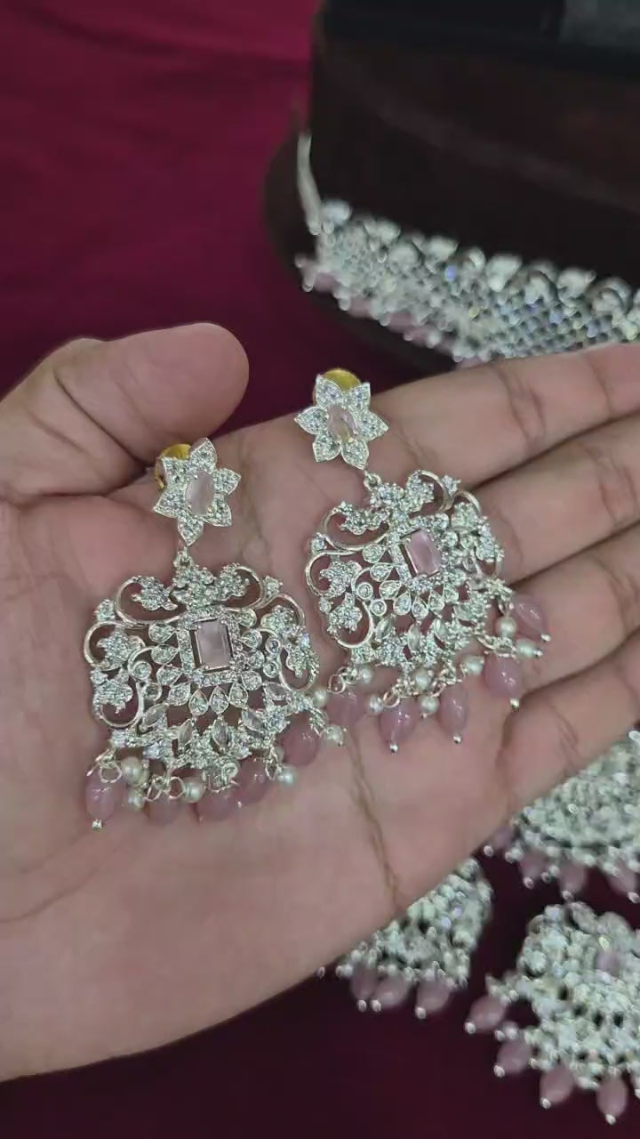 Silver-Plated Pure White Crystal Marriage Set Choker for Brides